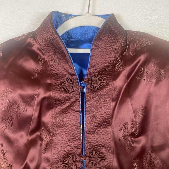 Peony Brand Shanghai China Reversible Satin Jacket Women’s Size 38 Red Blue - Picture 8 of 15